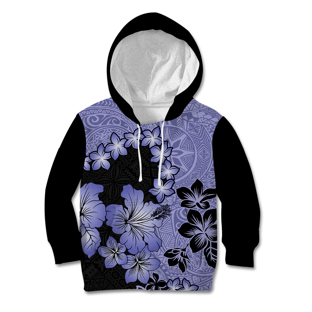 Purple Hawaii Kid Hoodie Tapa Cloth Mix Tropical Flowers Pastel Vibes LT14 Hoodie Purple - Polynesian Pride