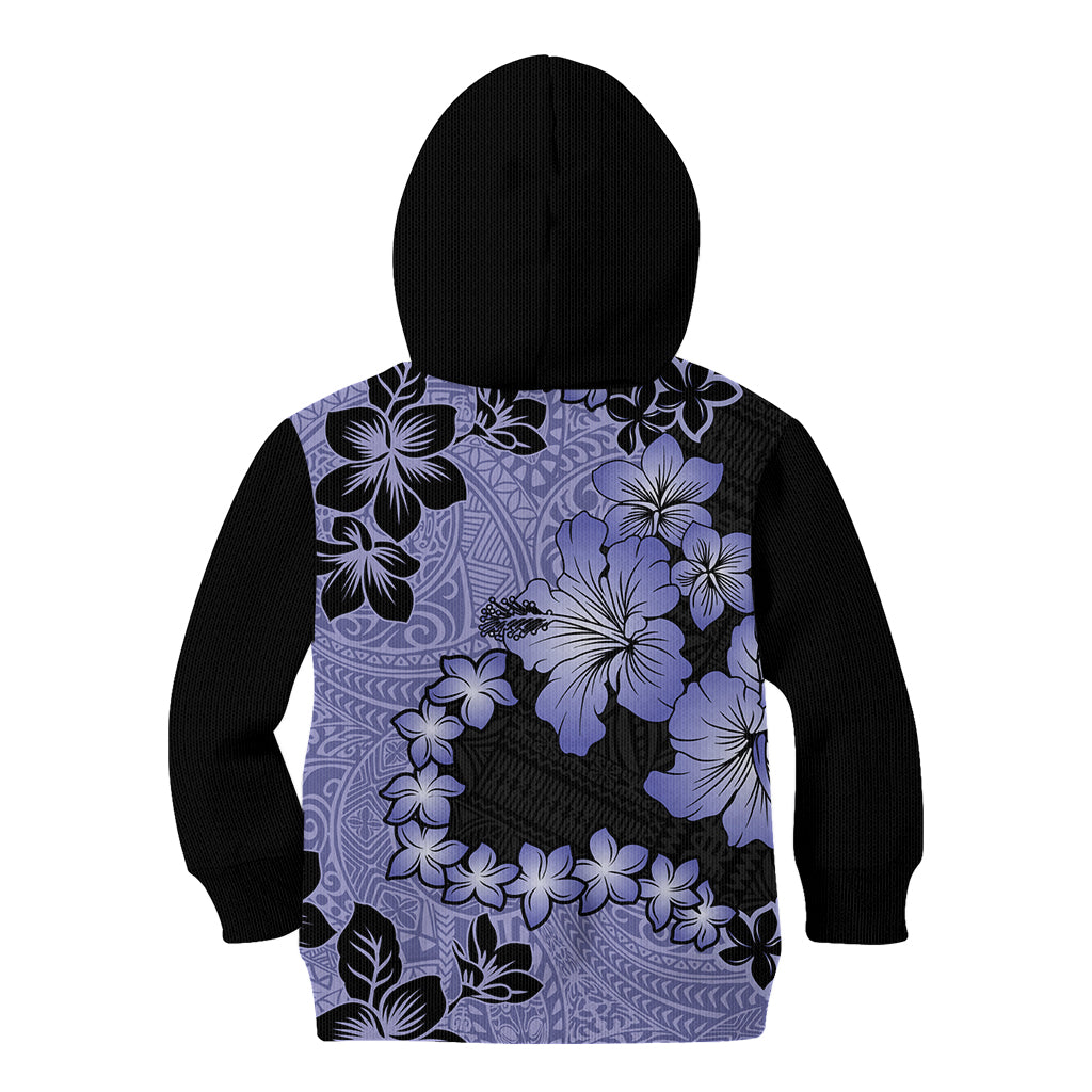 Purple Hawaii Kid Hoodie Tapa Cloth Mix Tropical Flowers Pastel Vibes LT14 - Polynesian Pride