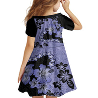 Purple Hawaii Kid Short Sleeve Dress Tapa Cloth Mix Tropical Flowers Pastel Vibes LT14 - Polynesian Pride