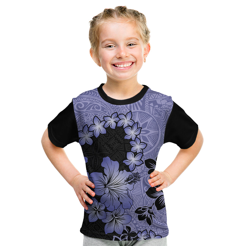 Purple Hawaii Kid T Shirt Tapa Cloth Mix Tropical Flowers Pastel Vibes LT14 Purple - Polynesian Pride
