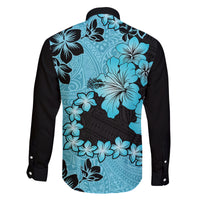 Blue Hawaii Family Matching Off Shoulder Long Sleeve Dress and Hawaiian Shirt Tapa Cloth Mix Tropical Flowers Pastel Vibes LT14 - Polynesian Pride