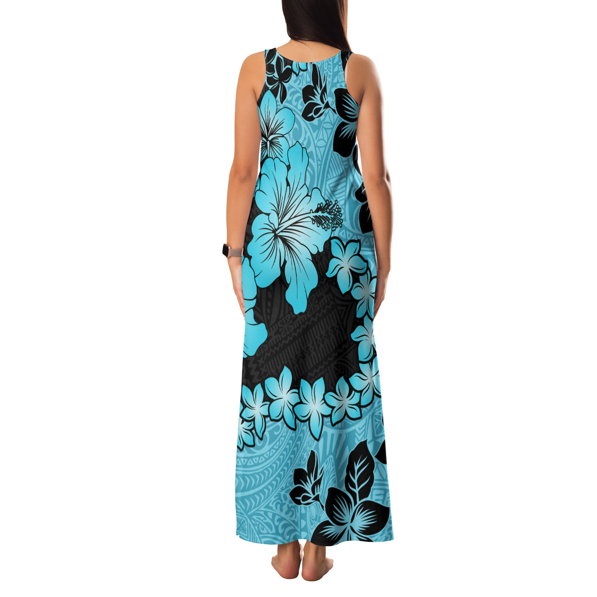 Blue Hawaii Family Matching Tank Maxi Dress and Hawaiian Shirt Tapa Cloth Mix Tropical Flowers Pastel Vibes LT14 - Polynesian Pride