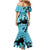 Blue Hawaii Mermaid Dress Tapa Cloth Mix Tropical Flowers Pastel Vibes LT14 - Polynesian Pride