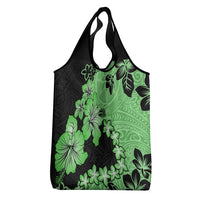 Green Hawaii Grocery Bag Tapa Cloth Mix Tropical Flowers Pastel Vibes LT14 - Polynesian Pride