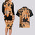 Orange Hawaii Couples Matching Long Sleeve Bodycon Dress and Hawaiian Shirt Tapa Cloth Mix Tropical Flowers Pastel Vibes LT14 - Polynesian Pride