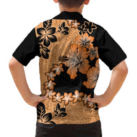 Orange Hawaii Family Matching Off Shoulder Long Sleeve Dress and Hawaiian Shirt Tapa Cloth Mix Tropical Flowers Pastel Vibes LT14 - Polynesian Pride