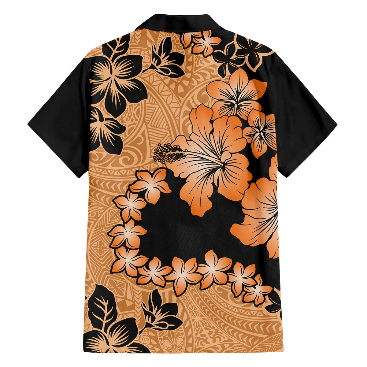 Orange Hawaii Family Matching Off Shoulder Short Dress and Hawaiian Shirt Tapa Cloth Mix Tropical Flowers Pastel Vibes LT14 - Polynesian Pride