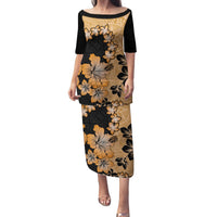 Orange Hawaii Family Matching Puletasi Dress and Hawaiian Shirt Tapa Cloth Mix Tropical Flowers Pastel Vibes LT14 Mom's Dress Orange - Polynesian Pride