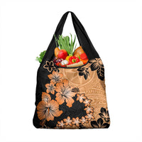 Orange Hawaii Grocery Bag Tapa Cloth Mix Tropical Flowers Pastel Vibes LT14 1-pack One Size Orange - Polynesian Pride