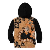 Orange Hawaii Kid Hoodie Tapa Cloth Mix Tropical Flowers Pastel Vibes LT14 - Polynesian Pride