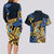 Polynesia Fabric Couples Matching Long Sleeve Bodycon Dress and Hawaiian Shirt Polynesian Tribal With Frangipani Flowers LT14 - Polynesian Pride