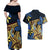 Polynesia Fabric Couples Matching Off Shoulder Maxi Dress and Hawaiian Shirt Polynesian Tribal With Frangipani Flowers LT14 - Polynesian Pride