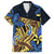 Polynesia Fabric Family Matching Long Sleeve Bodycon Dress and Hawaiian Shirt Polynesian Tribal With Frangipani Flowers LT14 Dad's Shirt - Short Sleeve Blue - Polynesian Pride