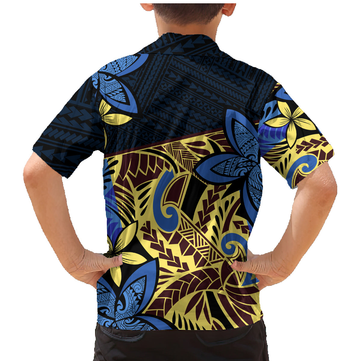 Polynesia Fabric Family Matching Mermaid Dress and Hawaiian Shirt Polynesian Tribal With Frangipani Flowers LT14 - Polynesian Pride