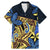 Polynesia Fabric Family Matching Mermaid Dress and Hawaiian Shirt Polynesian Tribal With Frangipani Flowers LT14 Dad's Shirt - Short Sleeve Blue - Polynesian Pride