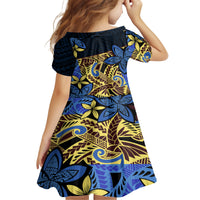 Polynesia Fabric Family Matching Off Shoulder Long Sleeve Dress and Hawaiian Shirt Polynesian Tribal With Frangipani Flowers LT14 - Polynesian Pride