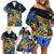 Polynesia Fabric Family Matching Off Shoulder Short Dress and Hawaiian Shirt Polynesian Tribal With Frangipani Flowers LT14 - Polynesian Pride