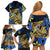 Polynesia Fabric Family Matching Off Shoulder Short Dress and Hawaiian Shirt Polynesian Tribal With Frangipani Flowers LT14 - Polynesian Pride