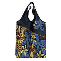 Polynesia Fabric Grocery Bag Polynesian Tribal With Frangipani Flowers LT14 - Polynesian Pride
