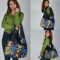 Polynesia Fabric Grocery Bag Polynesian Tribal With Frangipani Flowers LT14 - Polynesian Pride