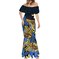 Polynesia Fabric Mermaid Dress Polynesian Tribal With Frangipani Flowers LT14 - Polynesian Pride