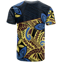 Polynesia Fabric T Shirt Polynesian Tribal With Frangipani Flowers LT14 - Polynesian Pride