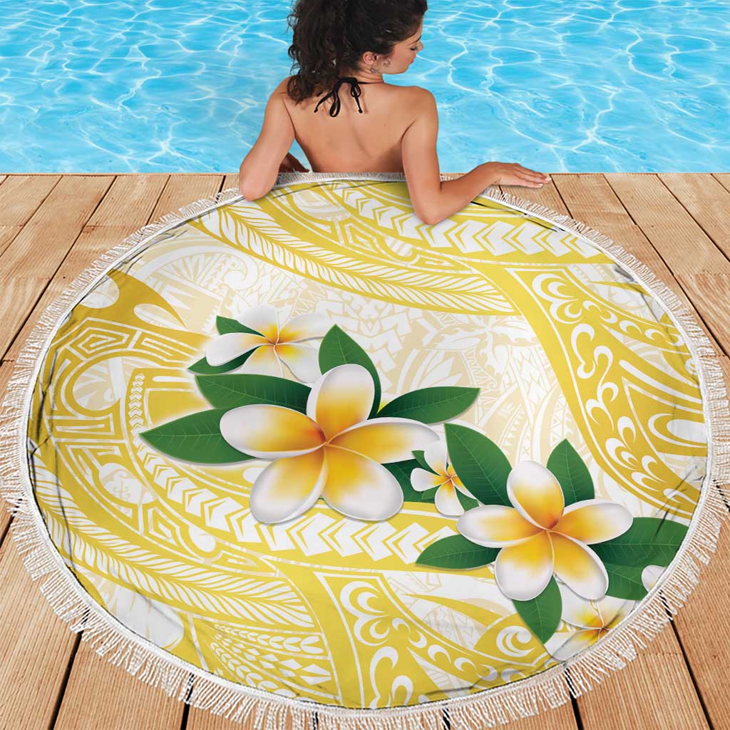 Gold And White Polynesia Plumeria Beach Blanket Curves Tropical Vibes LT14 - Polynesian Pride