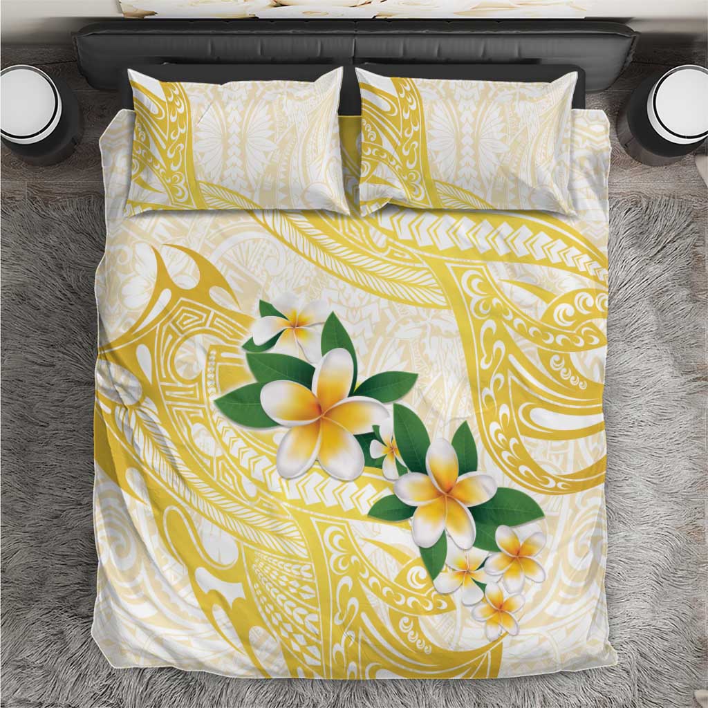 Gold And White Polynesia Plumeria Bedding Set Curves Tropical Vibes