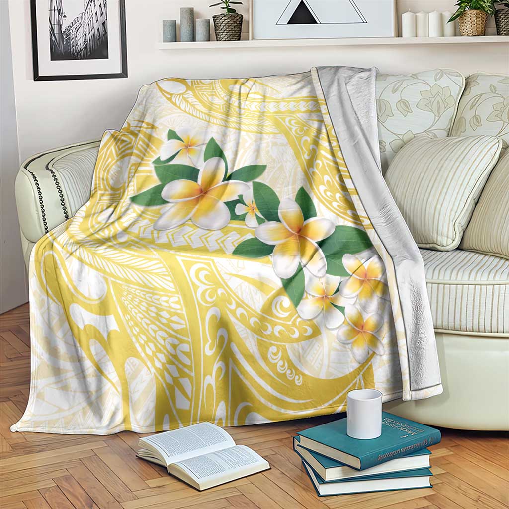 Gold And White Polynesia Plumeria Blanket Curves Tropical Vibes