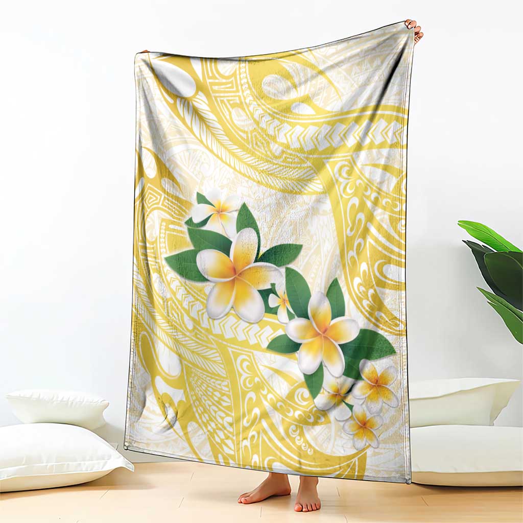 Gold And White Polynesia Plumeria Blanket Curves Tropical Vibes LT14 - Polynesian Pride