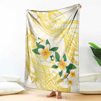 Gold And White Polynesia Plumeria Blanket Curves Tropical Vibes LT14 - Polynesian Pride