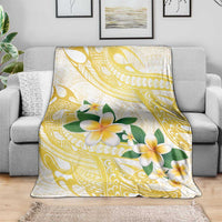 Gold And White Polynesia Plumeria Blanket Curves Tropical Vibes LT14 - Polynesian Pride