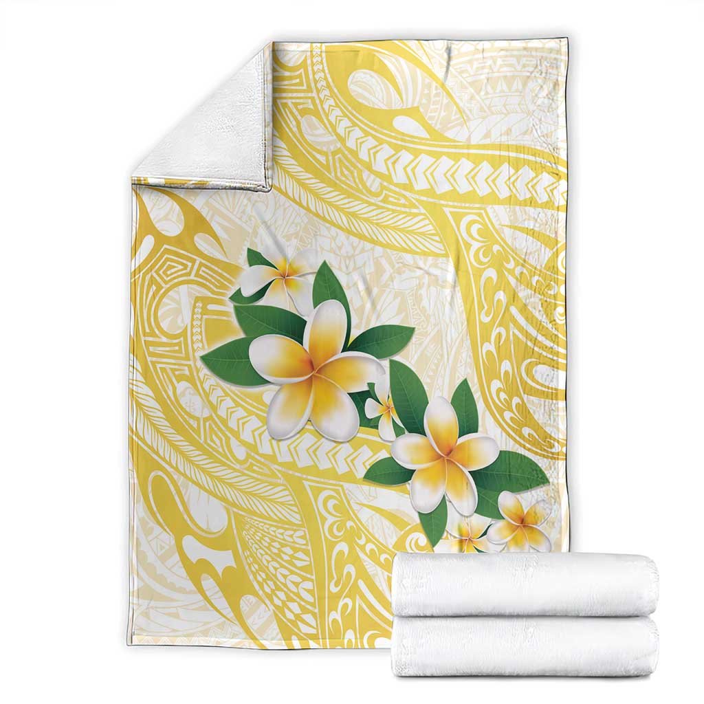 Gold And White Polynesia Plumeria Blanket Curves Tropical Vibes LT14 - Polynesian Pride