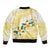 Gold And White Polynesia Plumeria Bomber Jacket Curves Tropical Vibes