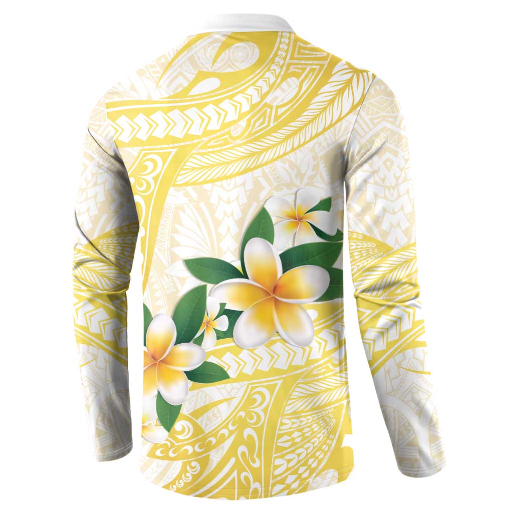 Gold And White Polynesia Plumeria Button Sweatshirt Curves Tropical Vibes LT14 - Polynesian Pride