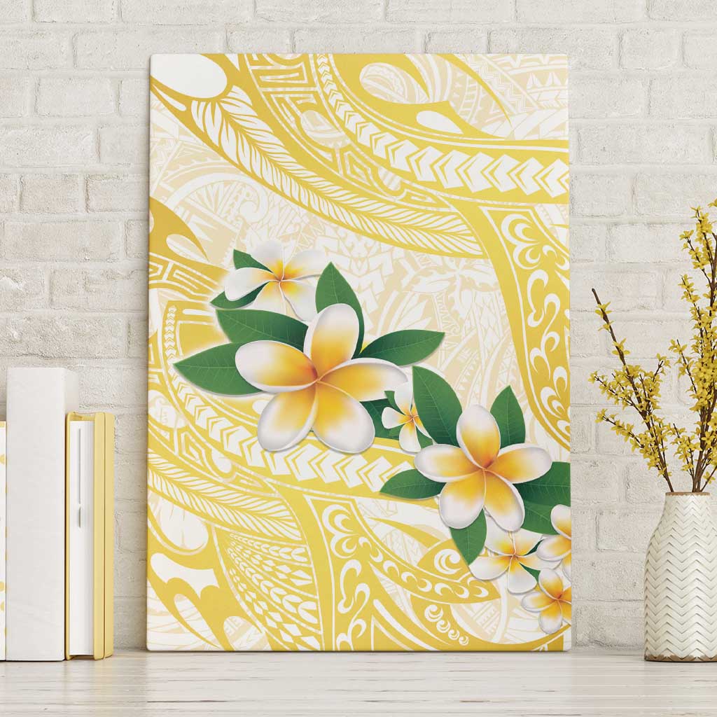 Gold And White Polynesia Plumeria Canvas Wall Art Curves Tropical Vibes LT14 Without Frame Gold - Polynesian Pride