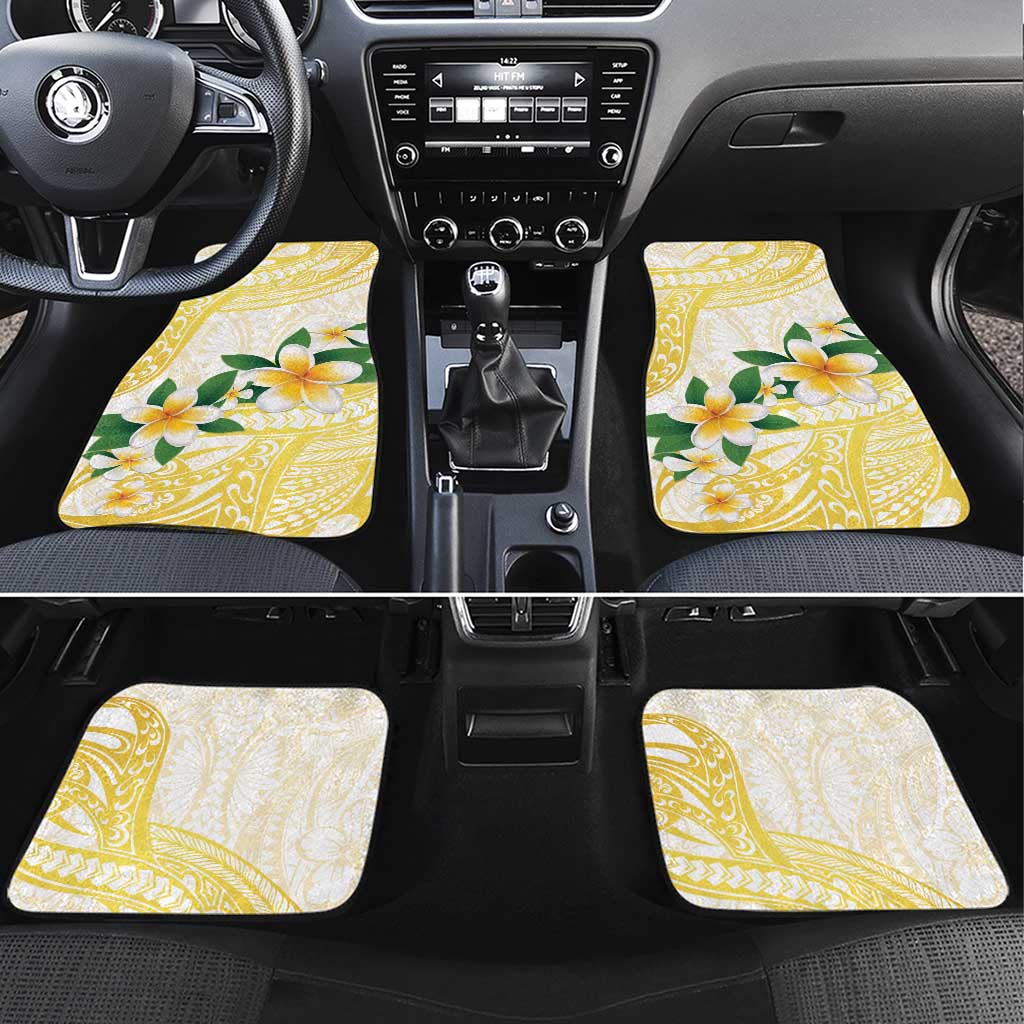 Gold And White Polynesia Plumeria Car Mats Curves Tropical Vibes