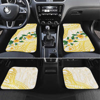 Gold And White Polynesia Plumeria Car Mats Curves Tropical Vibes LT14 Set 4pcs Gold - Polynesian Pride