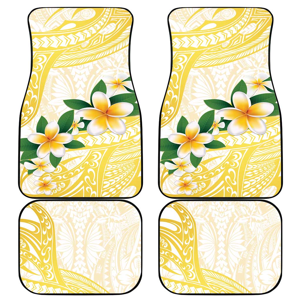 Gold And White Polynesia Plumeria Car Mats Curves Tropical Vibes LT14 - Polynesian Pride