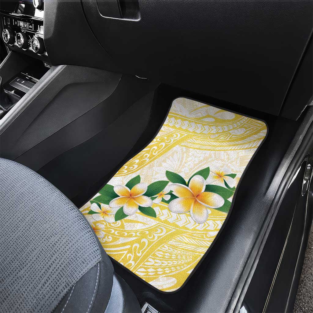 Gold And White Polynesia Plumeria Car Mats Curves Tropical Vibes LT14 - Polynesian Pride