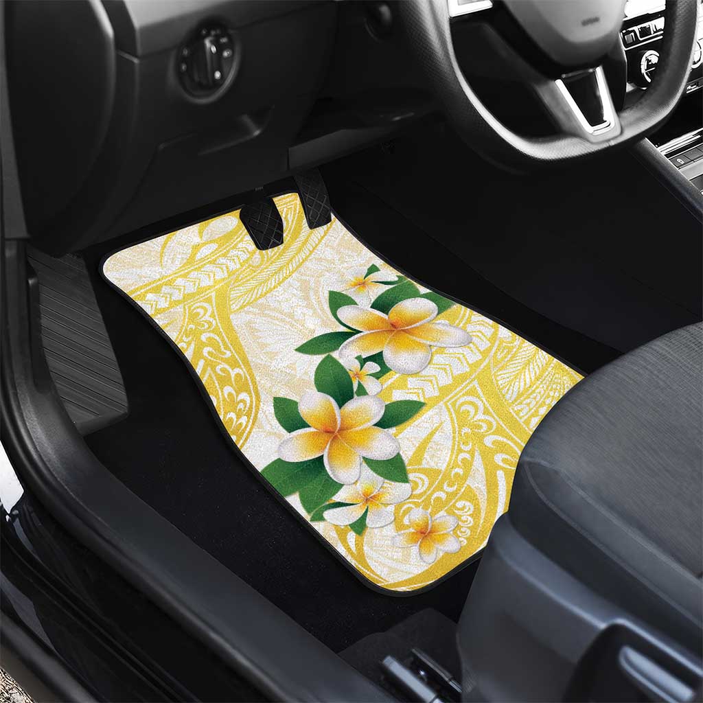 Gold And White Polynesia Plumeria Car Mats Curves Tropical Vibes LT14 - Polynesian Pride