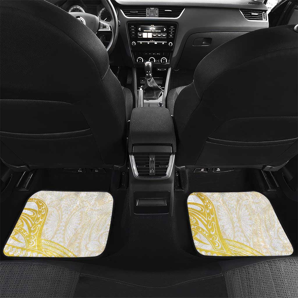 Gold And White Polynesia Plumeria Car Mats Curves Tropical Vibes LT14 Set 2pcs - Back Gold - Polynesian Pride