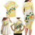 Gold And White Polynesia Plumeria Family Matching Long Sleeve Bodycon Dress and Hawaiian Shirt Curves Tropical Vibes