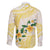 Gold And White Polynesia Plumeria Family Matching Long Sleeve Bodycon Dress and Hawaiian Shirt Curves Tropical Vibes