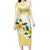 Gold And White Polynesia Plumeria Family Matching Long Sleeve Bodycon Dress and Hawaiian Shirt Curves Tropical Vibes