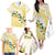 Gold And White Polynesia Plumeria Family Matching Off The Shoulder Long Sleeve Dress and Hawaiian Shirt Curves Tropical Vibes