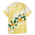 Gold And White Polynesia Plumeria Family Matching Off Shoulder Maxi Dress and Hawaiian Shirt Curves Tropical Vibes