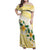 Gold And White Polynesia Plumeria Family Matching Off Shoulder Maxi Dress and Hawaiian Shirt Curves Tropical Vibes