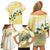 Gold And White Polynesia Plumeria Family Matching Off Shoulder Short Dress and Hawaiian Shirt Curves Tropical Vibes