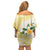 Gold And White Polynesia Plumeria Family Matching Off Shoulder Short Dress and Hawaiian Shirt Curves Tropical Vibes